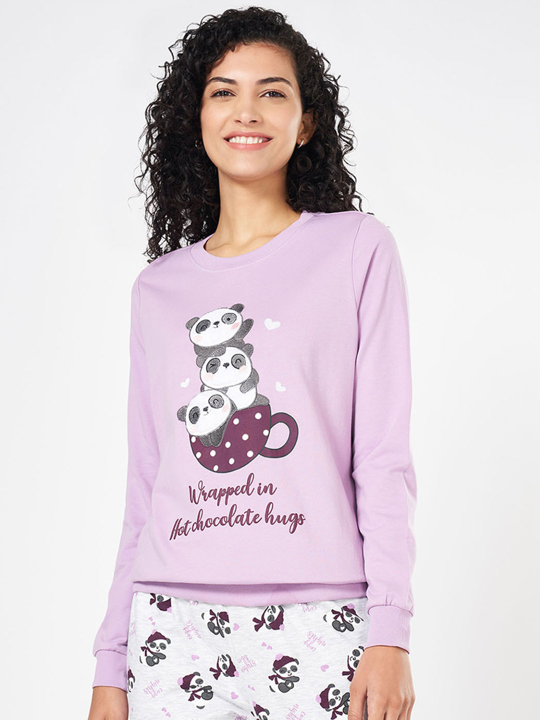 

Dreamz by Pantaloons Printed Pure Cotton Lounge Tshirts, Lavender