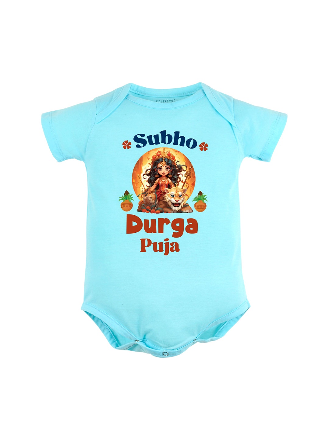 

FFLIRTYGO Infants Printed Pure Cotton Bodysuit, Turquoise blue