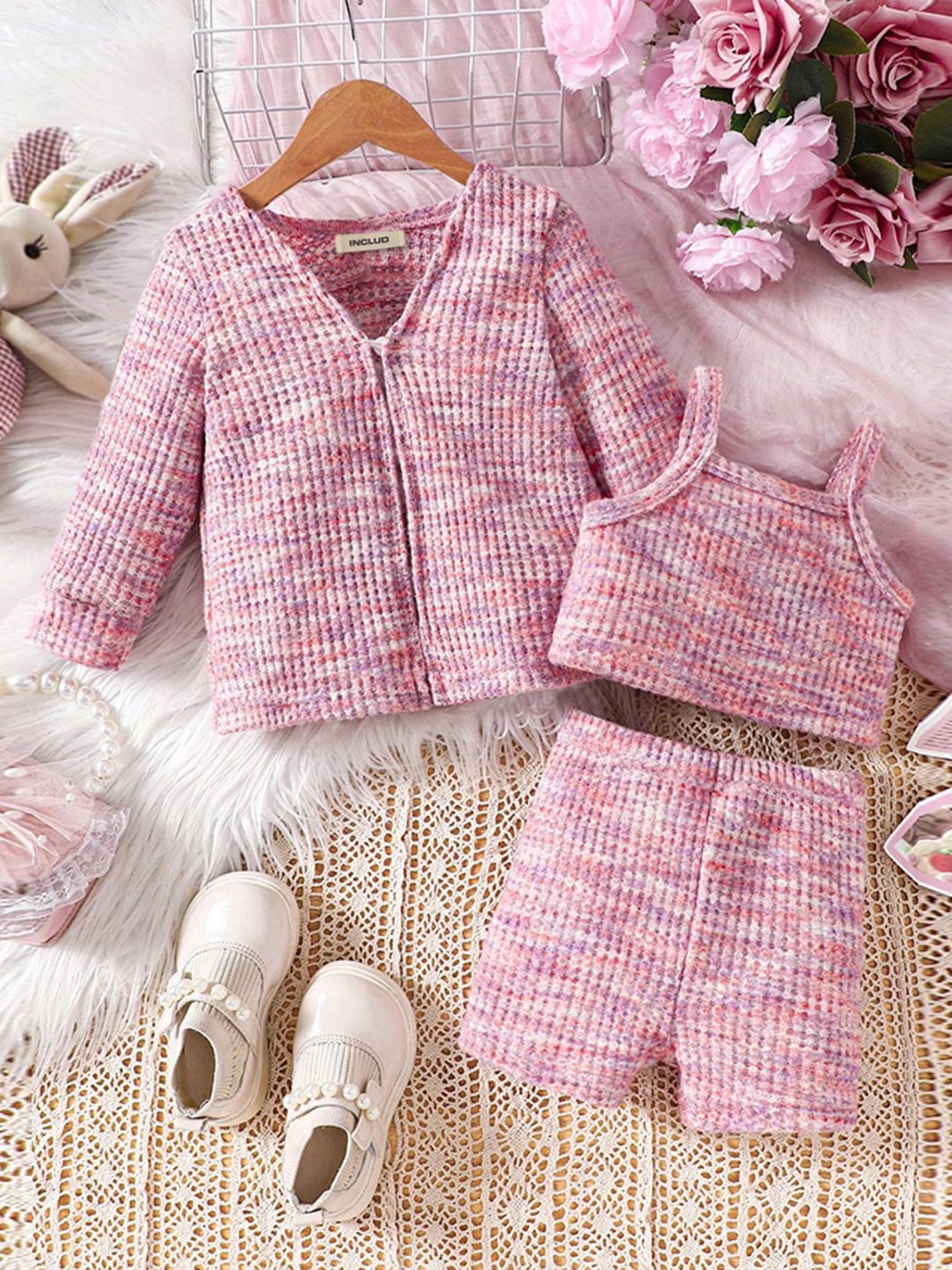 

INCLUD Girls Top with Shorts Clothing Set, Pink