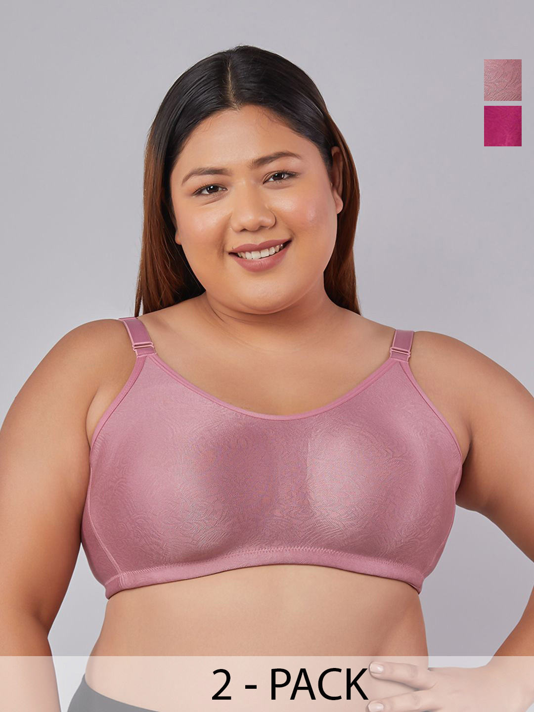 

MAASHIE Women Pack of 3 Full Coverage Bra, Pink