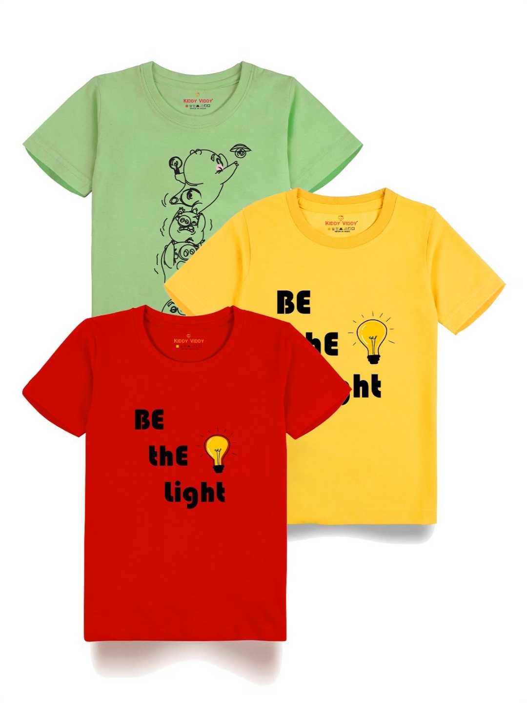 

AUSK Boys Pack Of 3 Graphic Printed Round Neck Cotton T-shirts, Red
