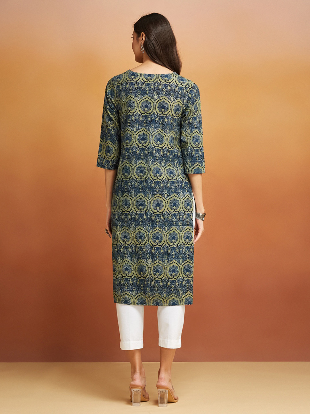 

Fabindia Women Ethnic Motifs Printed Kurta, Blue