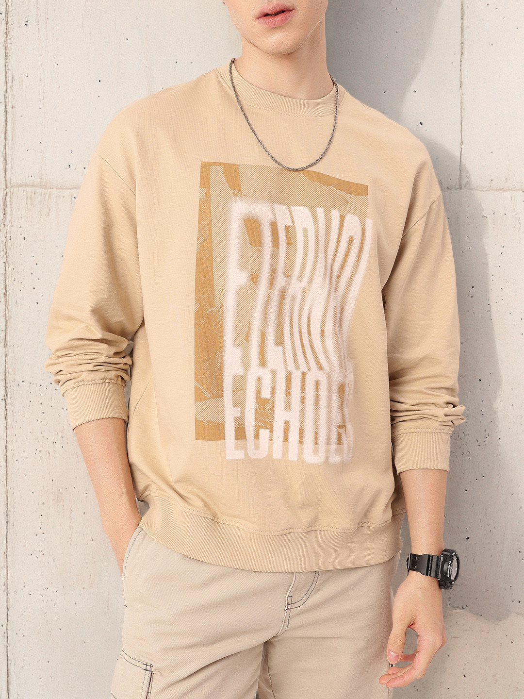 

Kook N Keech Street Cool Vibes Printed Relaxed Fit Sweatshirts, Beige