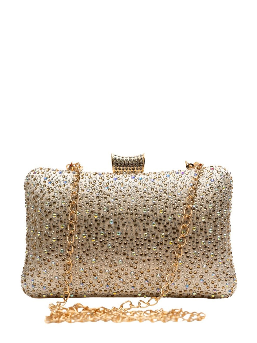 

Vdesi Rhinestone Embellished Box Clutch, Cream