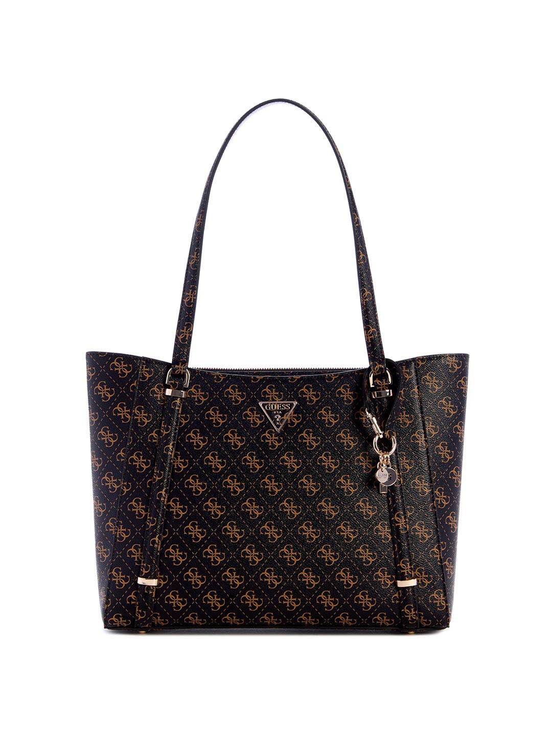

GUESS Women Printed Structured Tote Bag, Brown