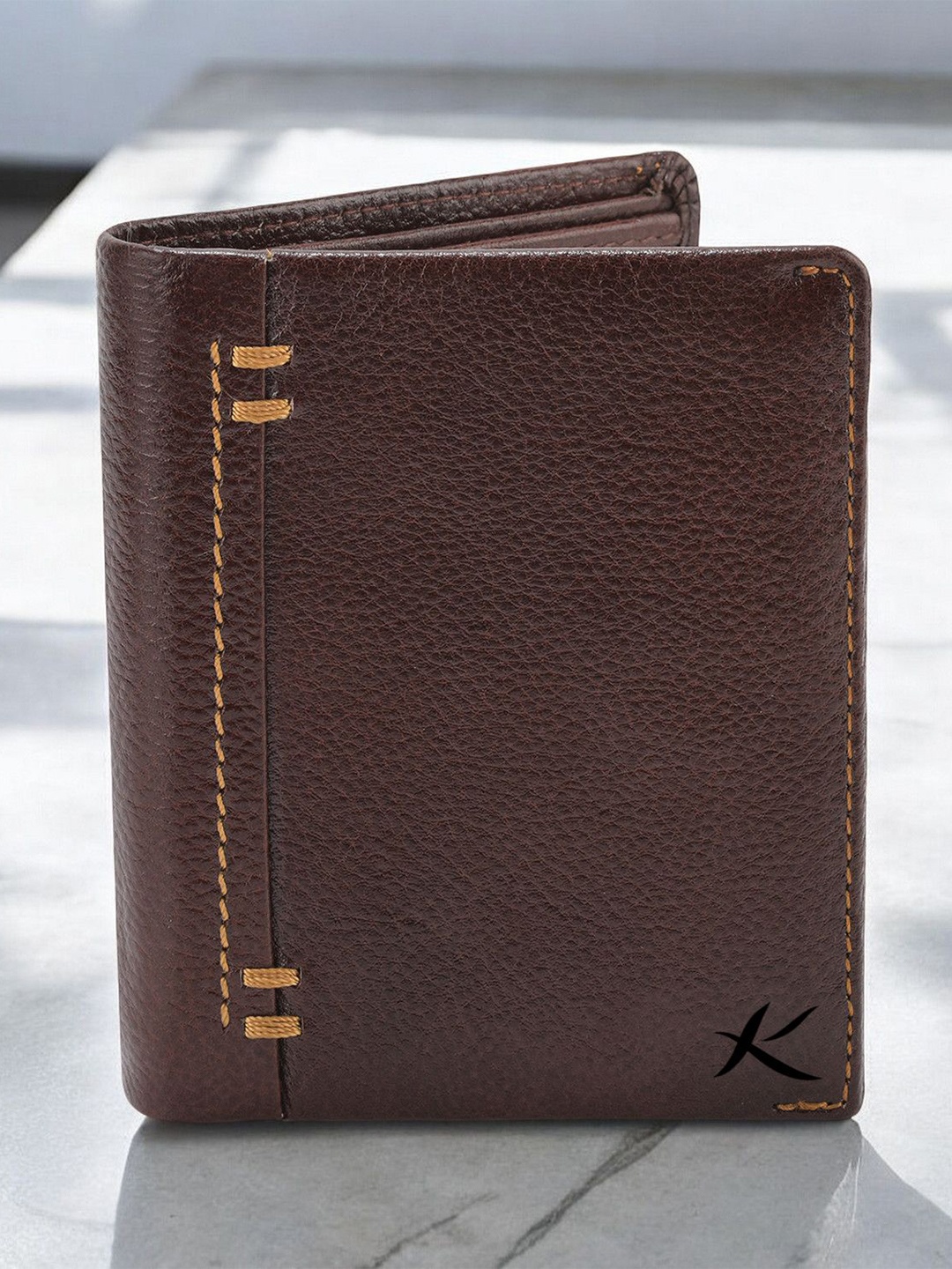 

Kastner Men Textured Leather Two Fold Wallet, Brown