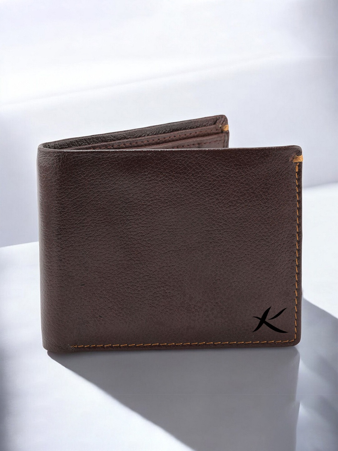

Kastner Men Textured Cut Work Leather Two Fold Wallet, Brown