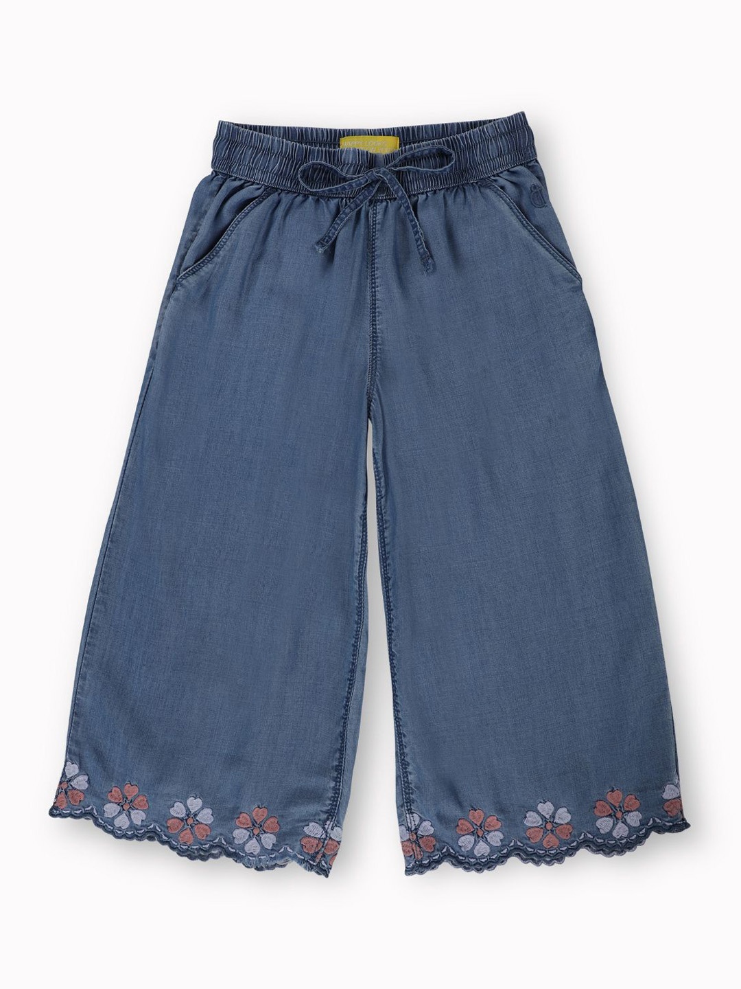 

Gini and Jony Girls Floral Embroidered Original Flared Culottes Trousers, Blue