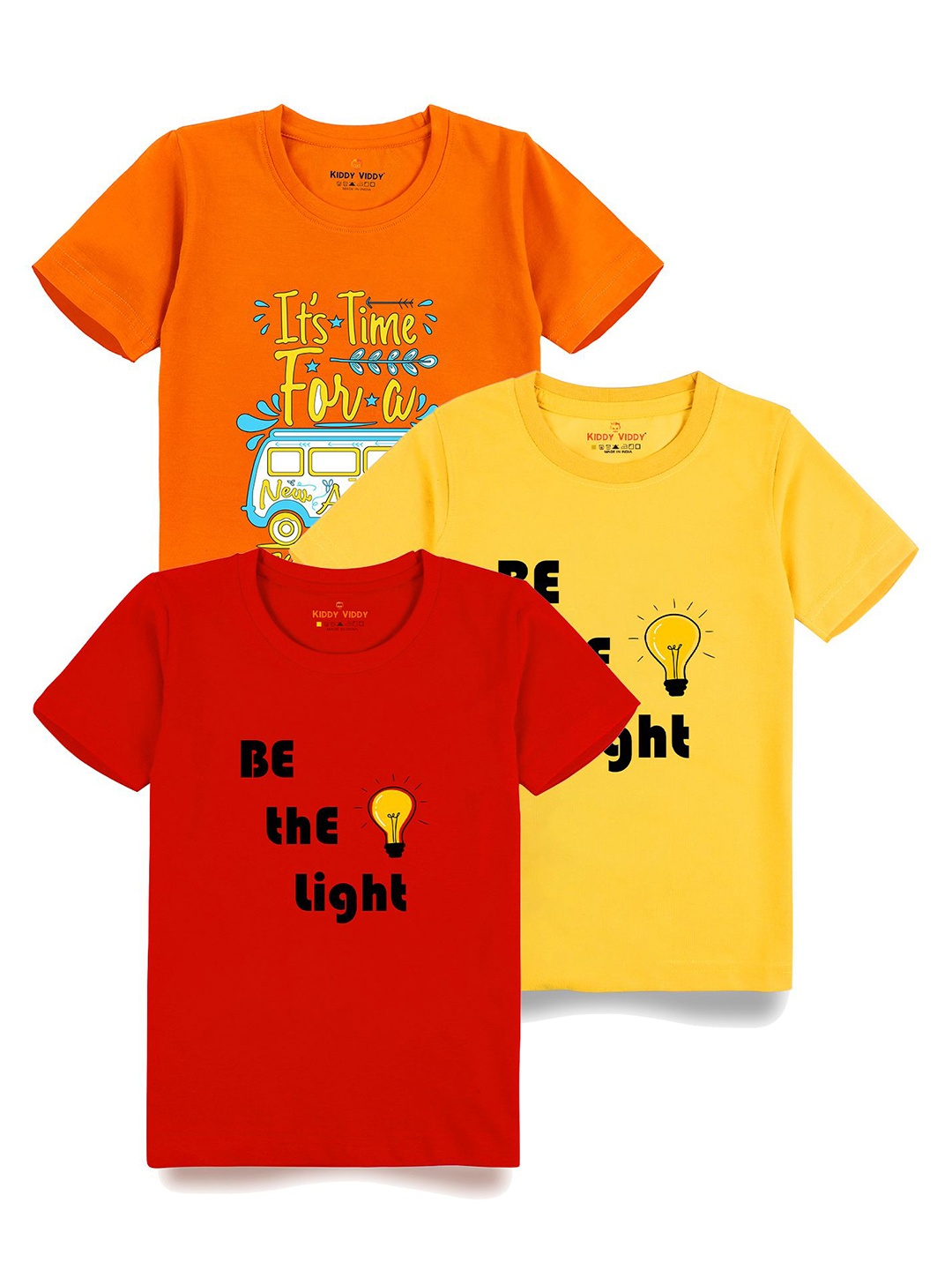 

AUSK Boys Pack Of 3 Graphic Printed Round Neck Cotton T-shirts, Red