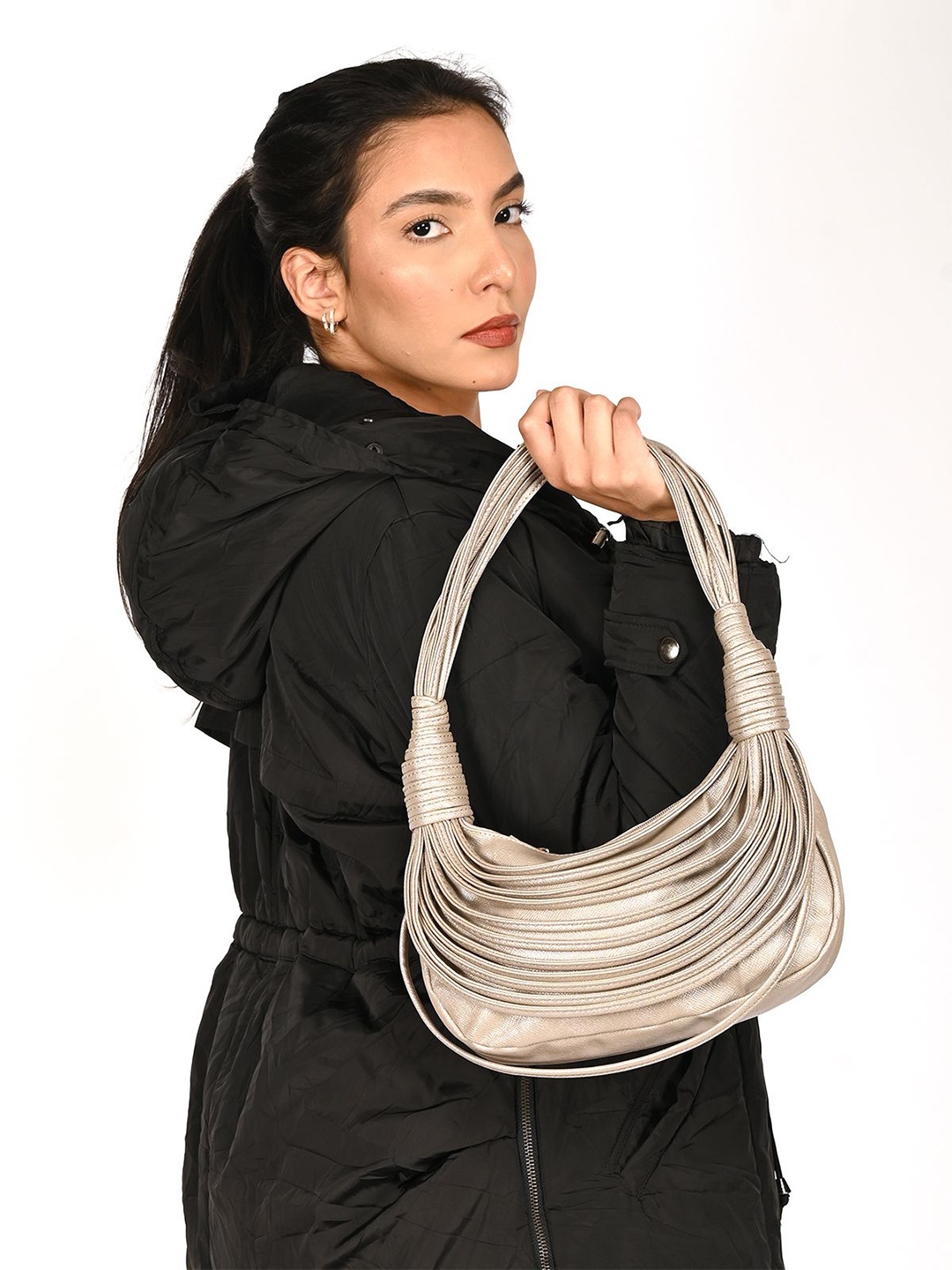 

ODETTE PU Structured Shoulder Bag with Tasselled, Grey