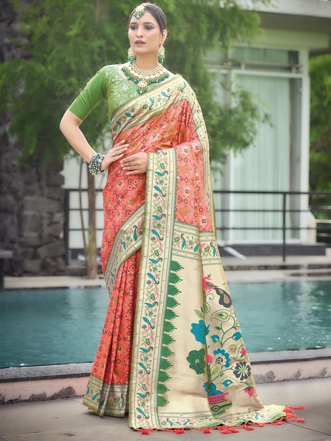 

Kandora Women Woven Design Zari Pure Silk Banarasi Saree, Orange