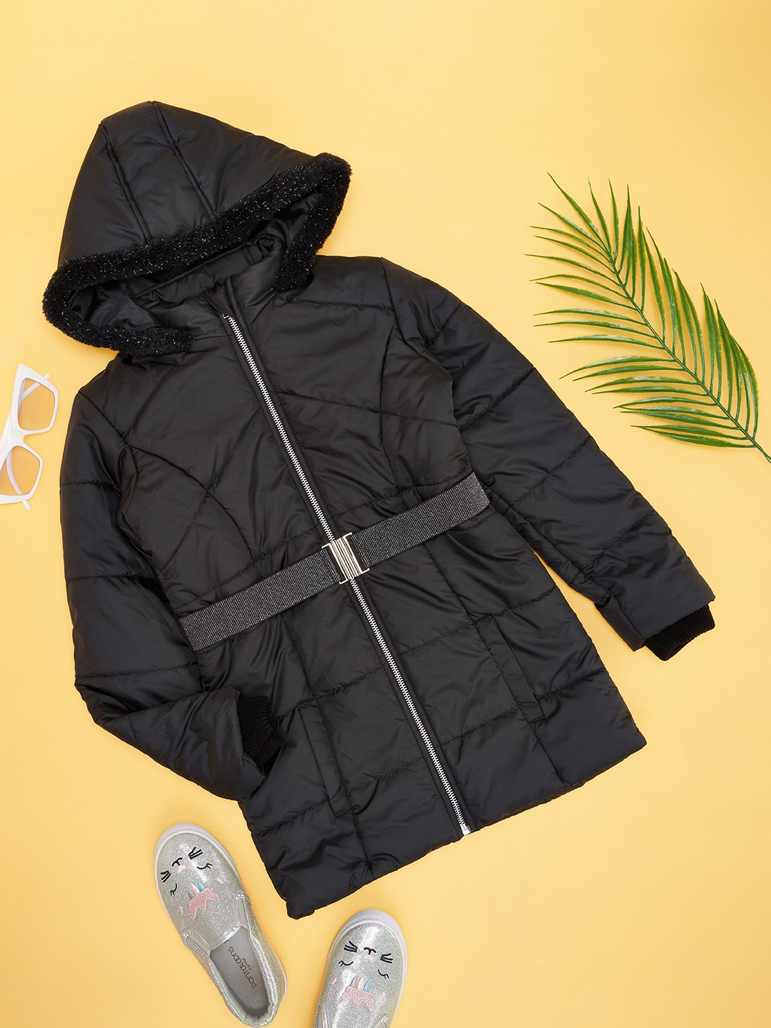 

Pantaloons Junior Girls Long Sleeves Puffer Jacket, Black