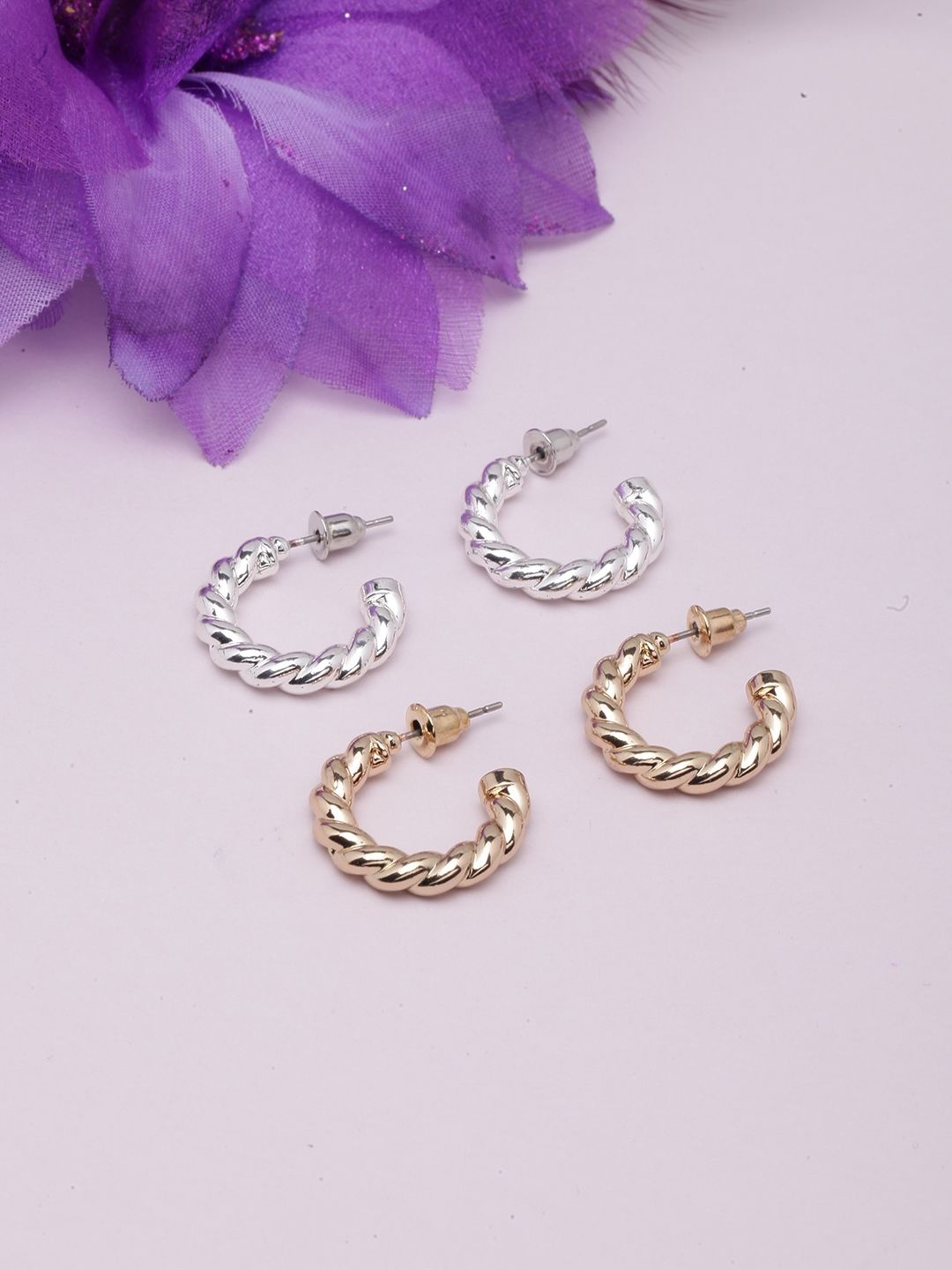 

KPOP Contemporary Half Hoop Earrings, Gold