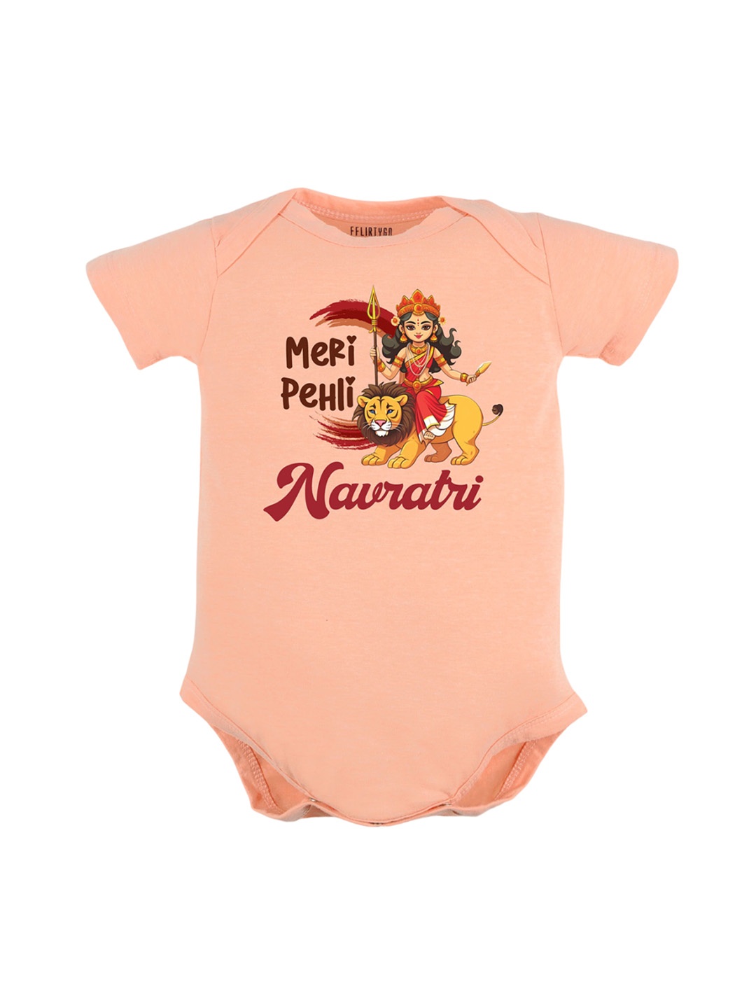 

FFLIRTYGO Infants Printed Pure Cotton Bodysuit, Peach