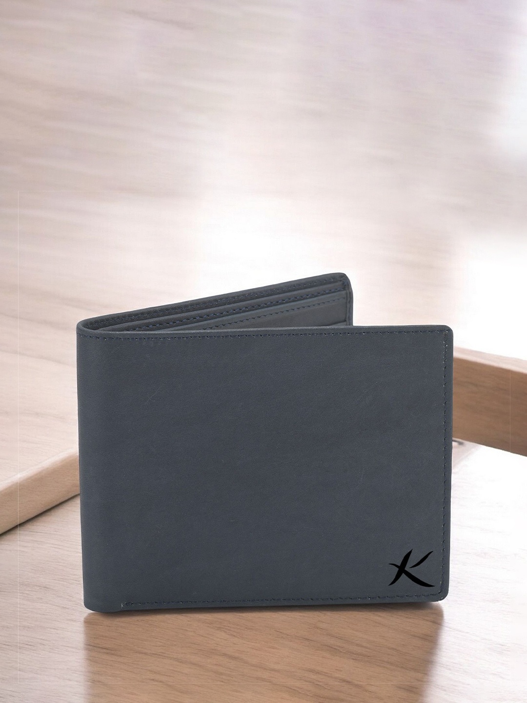 

Kastner Men Textured Cut Work Leather Two Fold Wallet, Grey