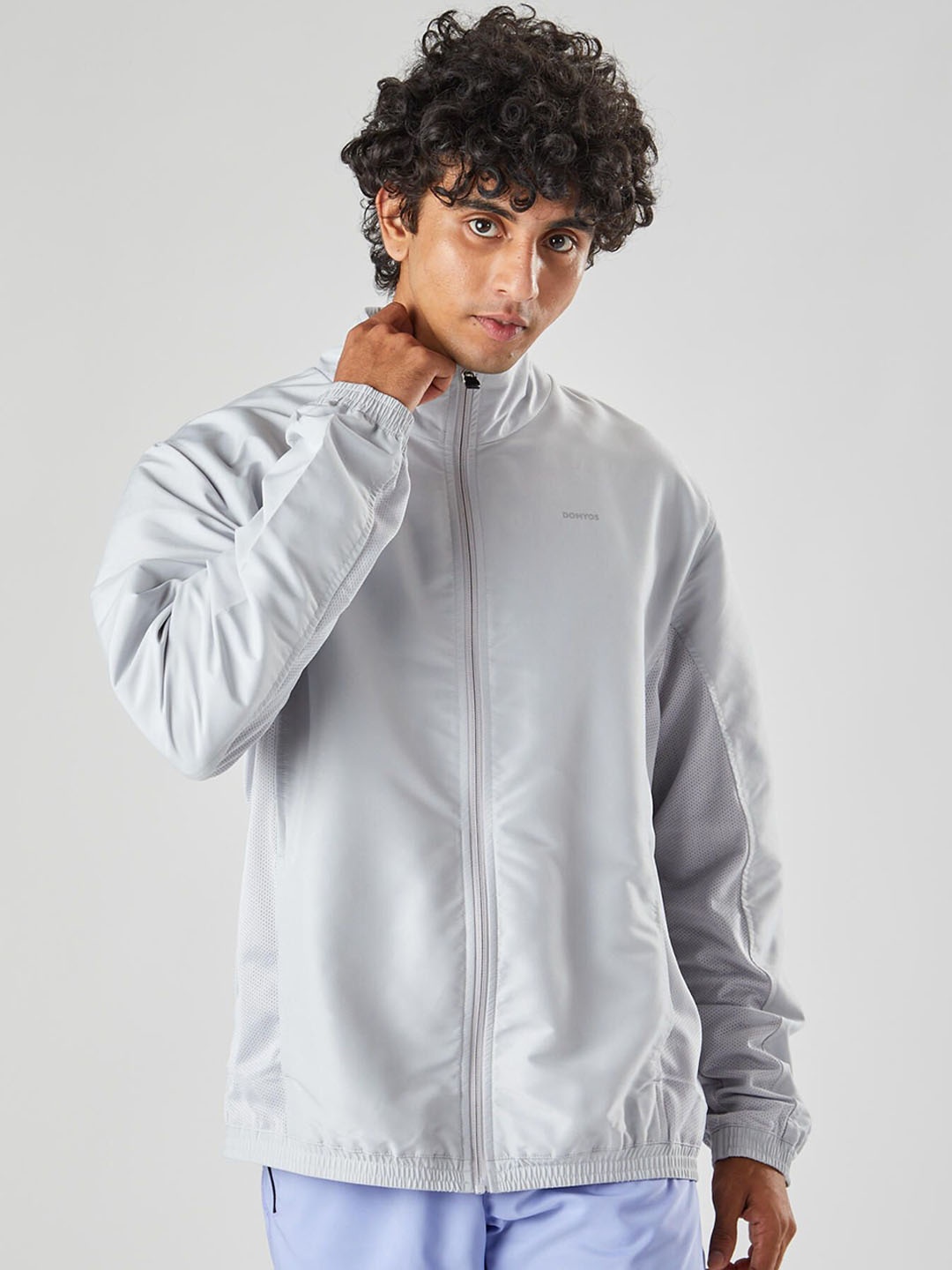 

Domyos By Decathlon Men Grey Quick Dry Front Open Zipped Jacket