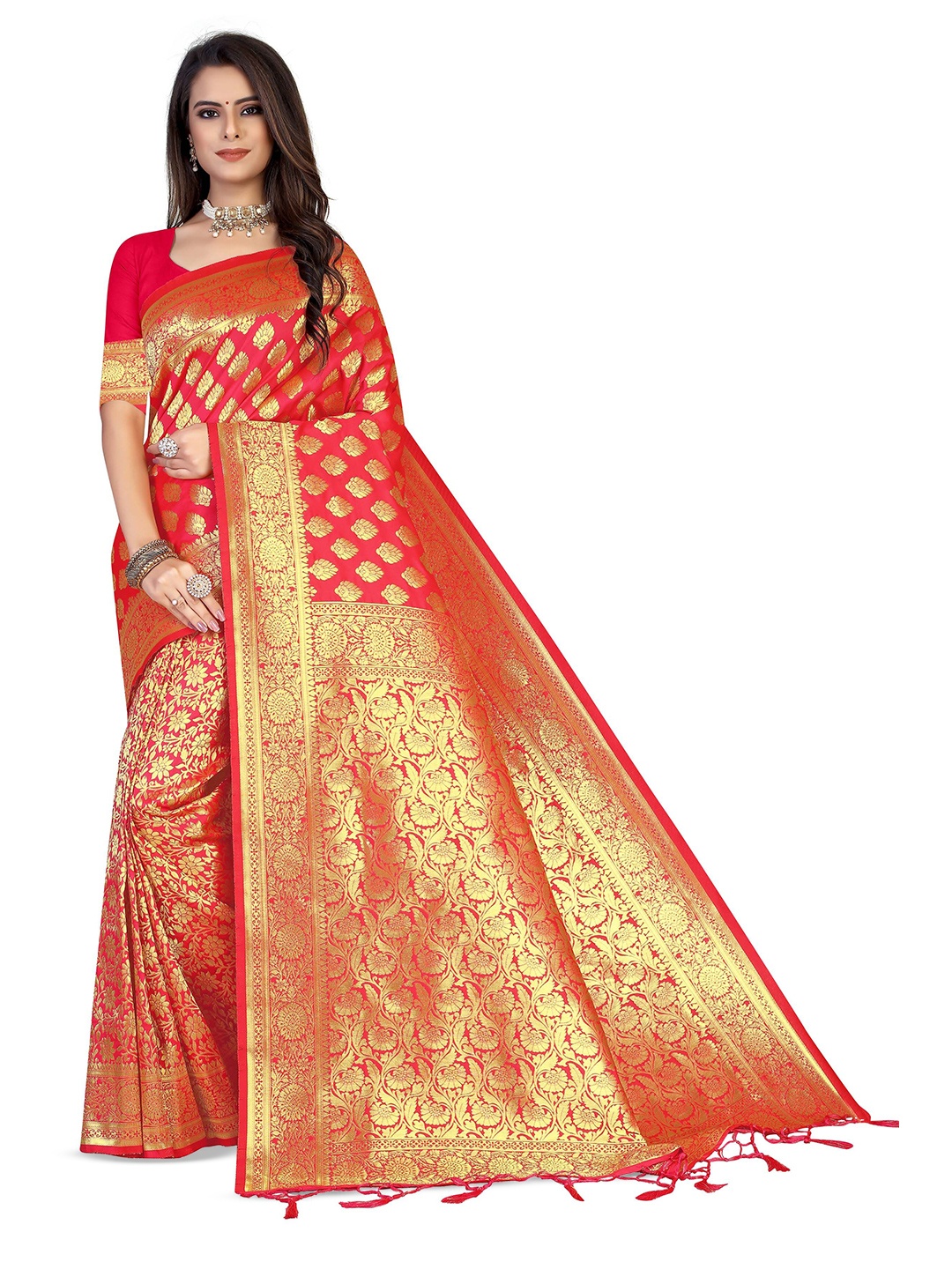 

Maroosh Woven Design Zari Banarasi Saree, Pink