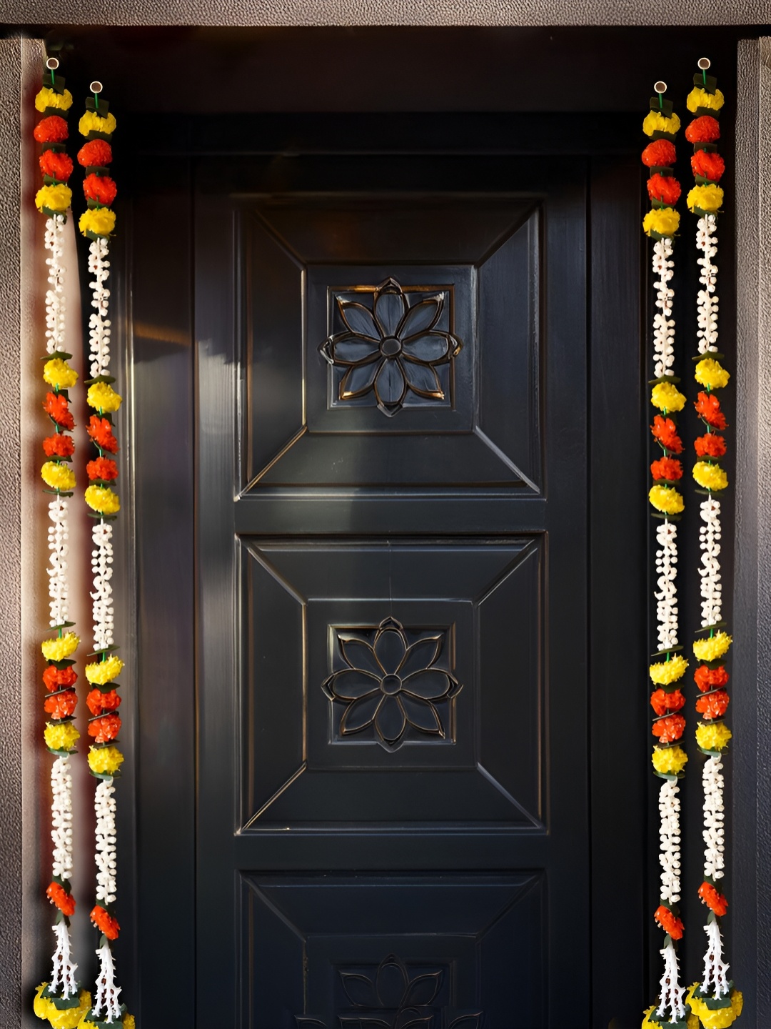 

Ekhasa Yellow & Orange 4 Pieces Artificial Marigold Hanging Garlands