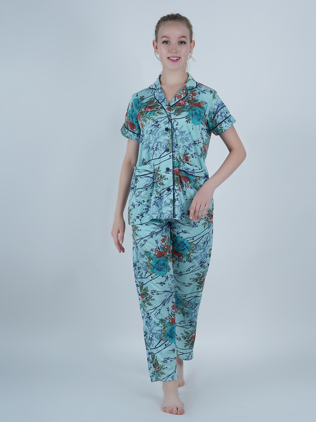 

SHYAM SONS FLAIR Women Printed Night suit, Blue