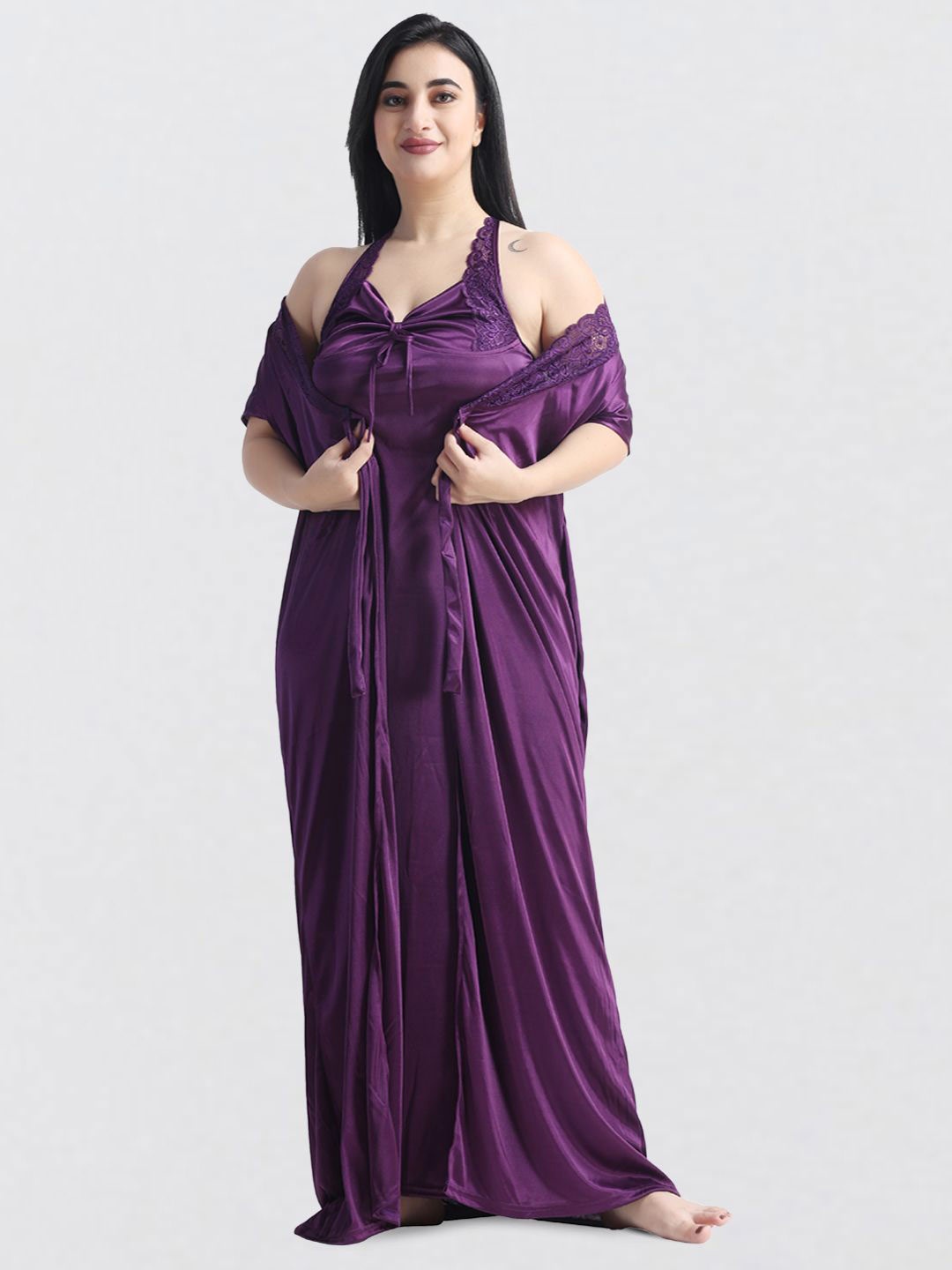 

NIGHT KEYS Women Maxi Nightdress, Purple
