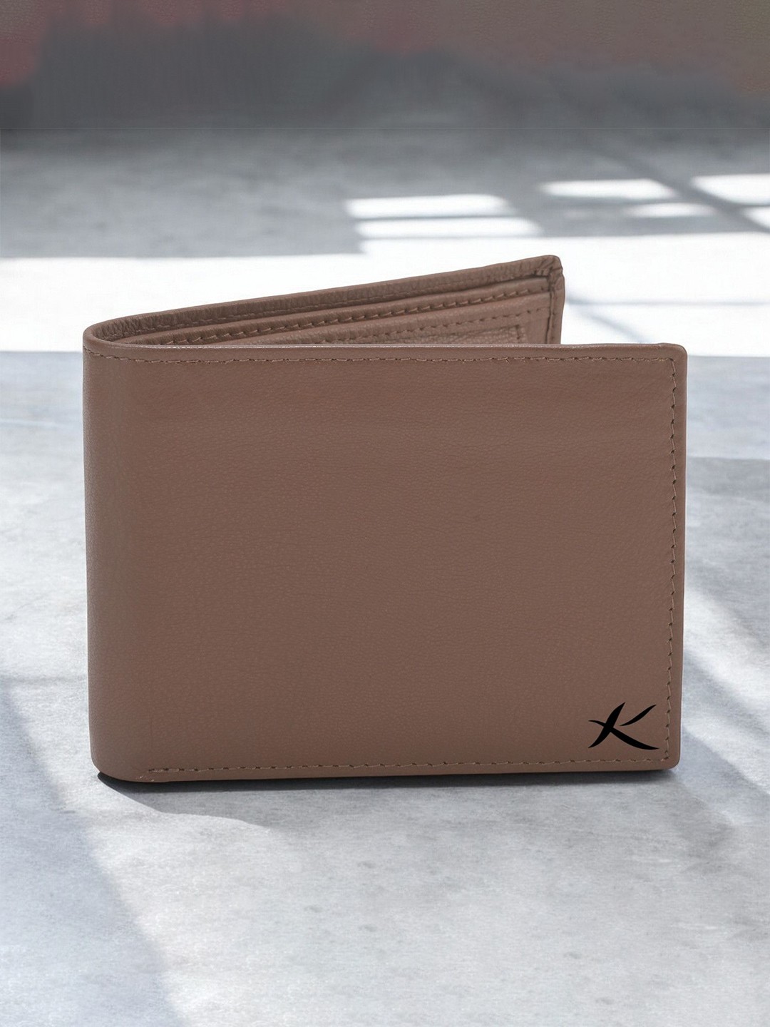 

Kastner Men Textured Cut Work Leather Two Fold Wallet, Tan