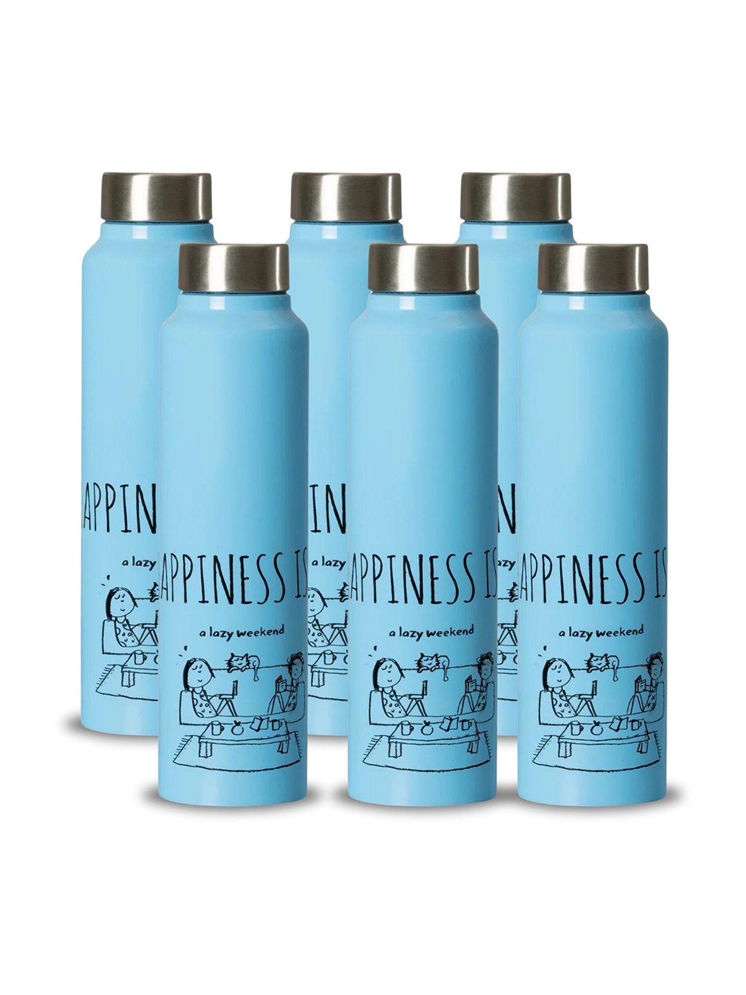 

Clay Craft Vacbott Happiness 1000Ml Single-Wall Stainless Steel BIS Approved Water Bottle, Blue