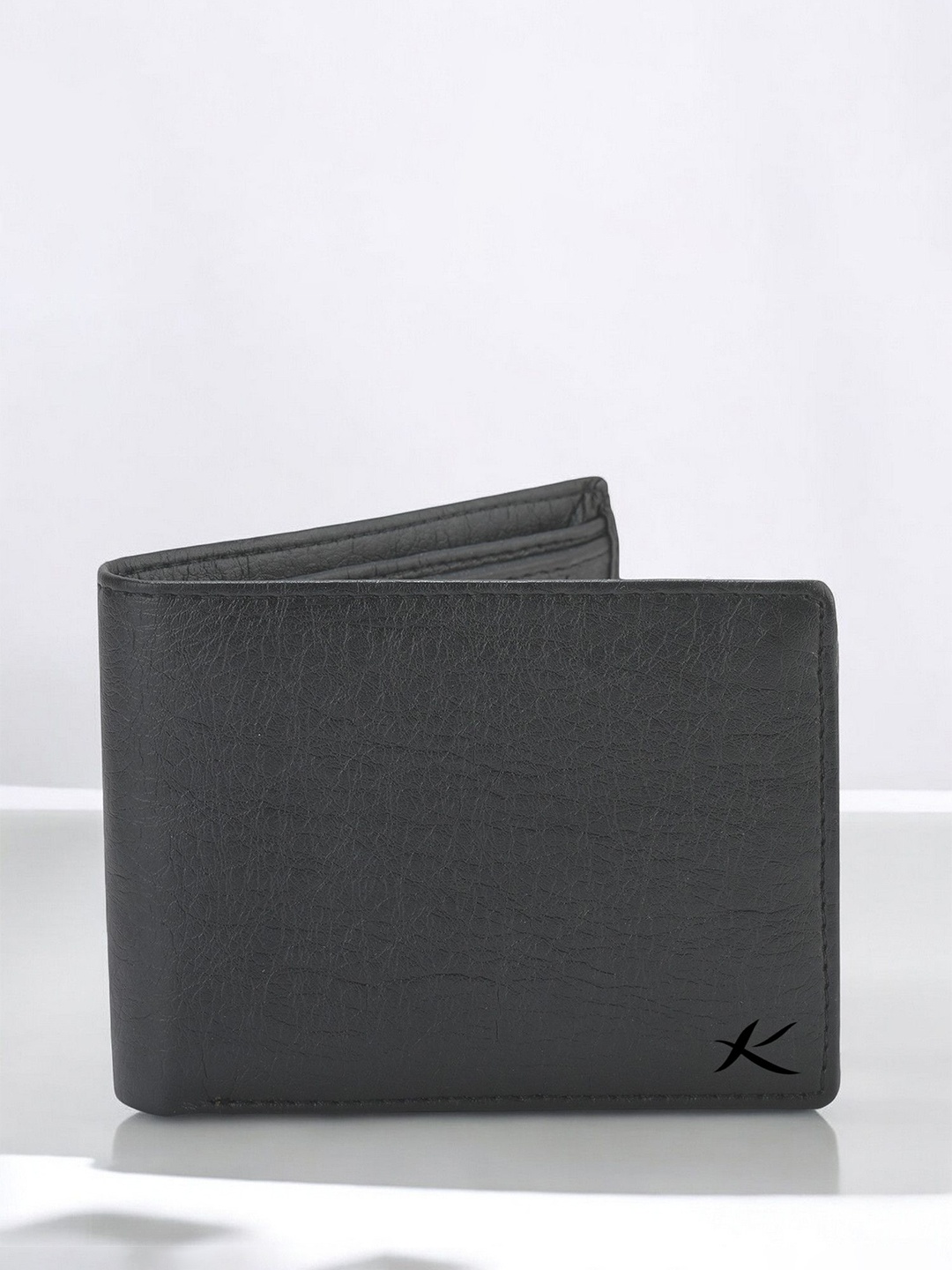 

Kastner Men Textured Cut Work PU Two Fold Wallet, Black