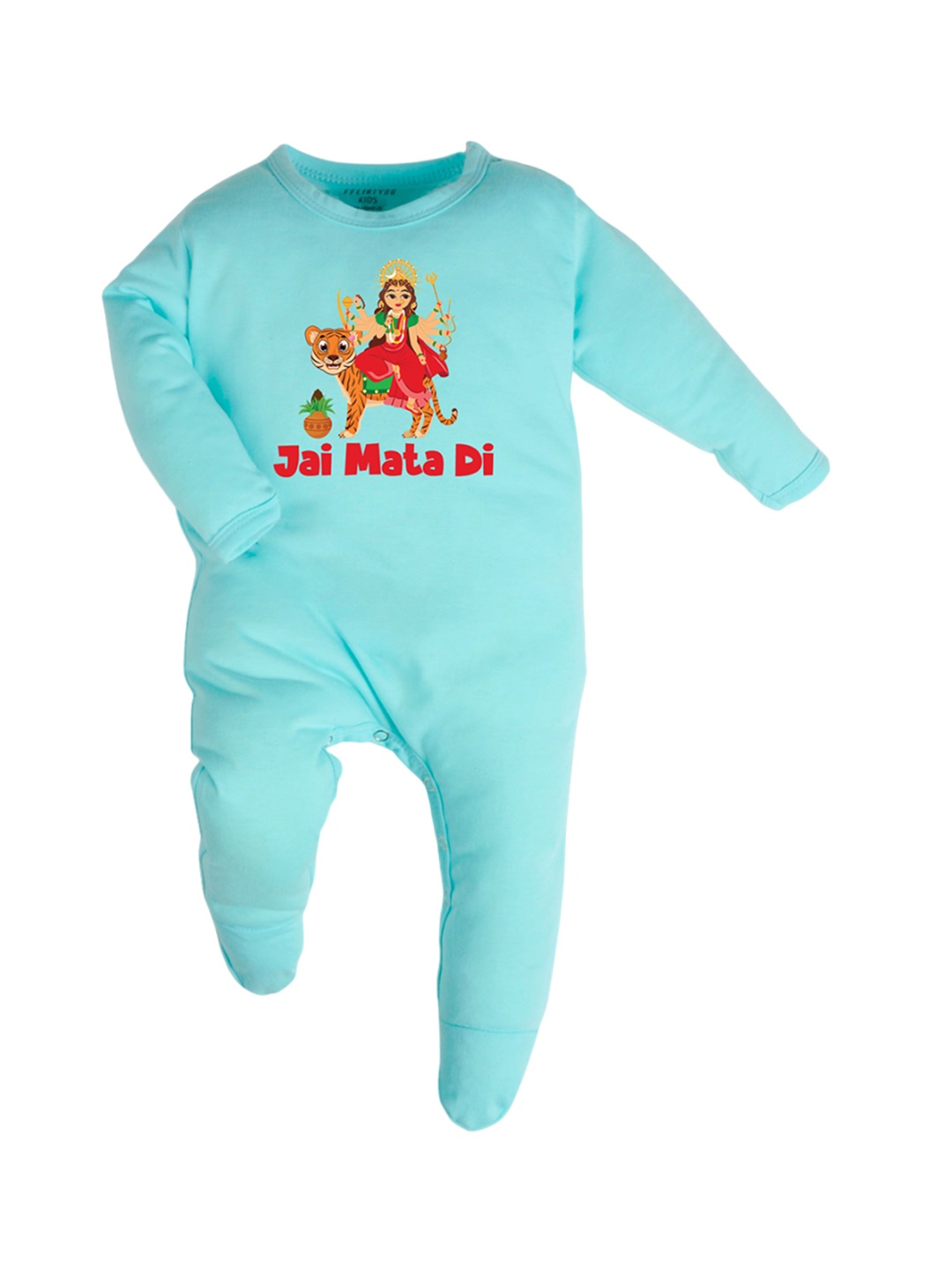

FFLIRTYGO Infants Printed Cotton Sleepsuits, Turquoise blue