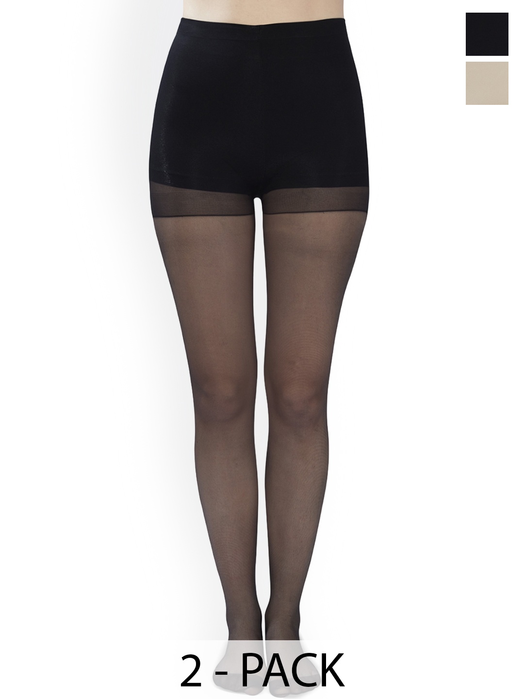 

PLUMBURY Women Pack Of 2 High Waist Pantyhose Stockings, Black