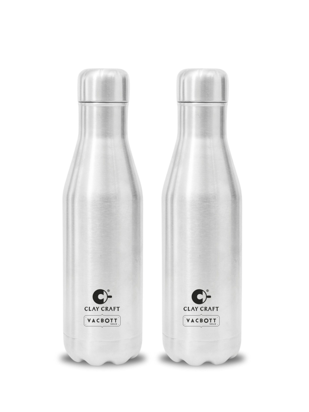 

CLAY CRAFT Vacbott Carbon Silver-Toned 2 Pcs Printed Stainless Steel Water Bottle 500 ml