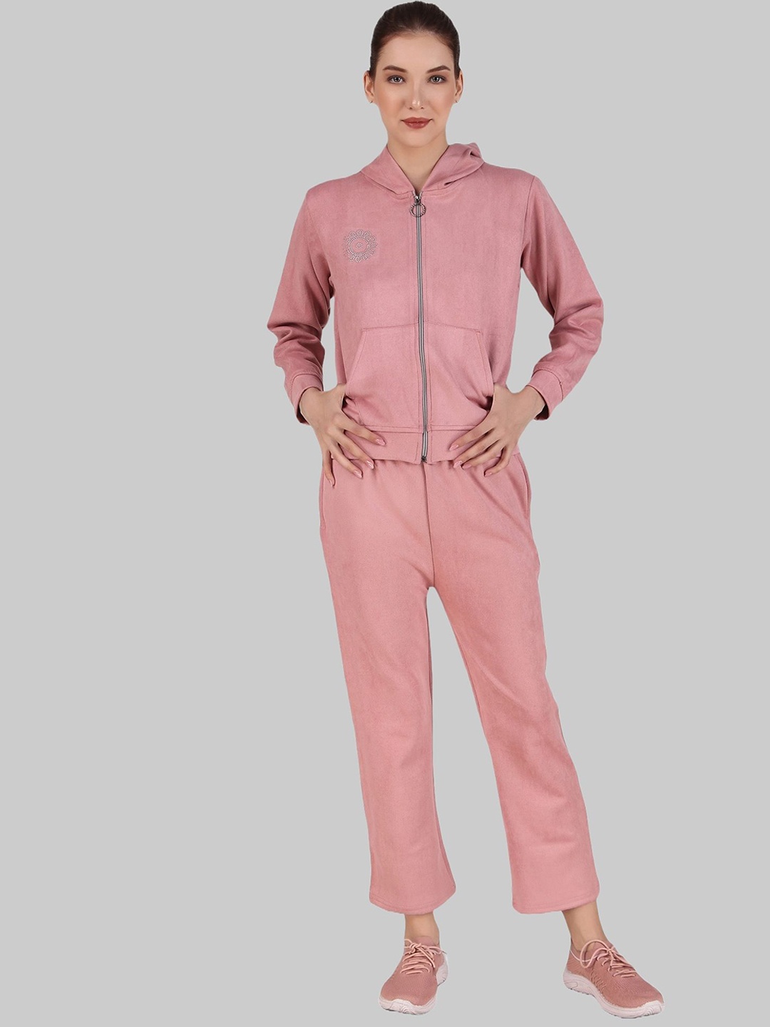 

FNOCKS Women Hooded Winter Tracksuit, Pink