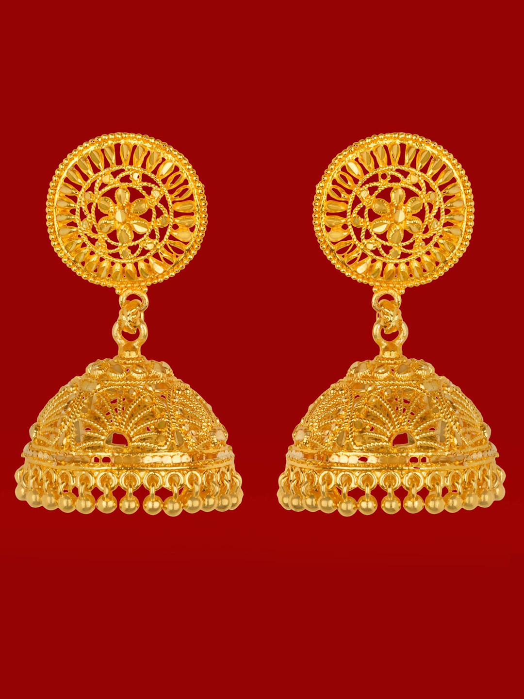 

Heer Collection Contemporary Jhumkas Earrings, Gold