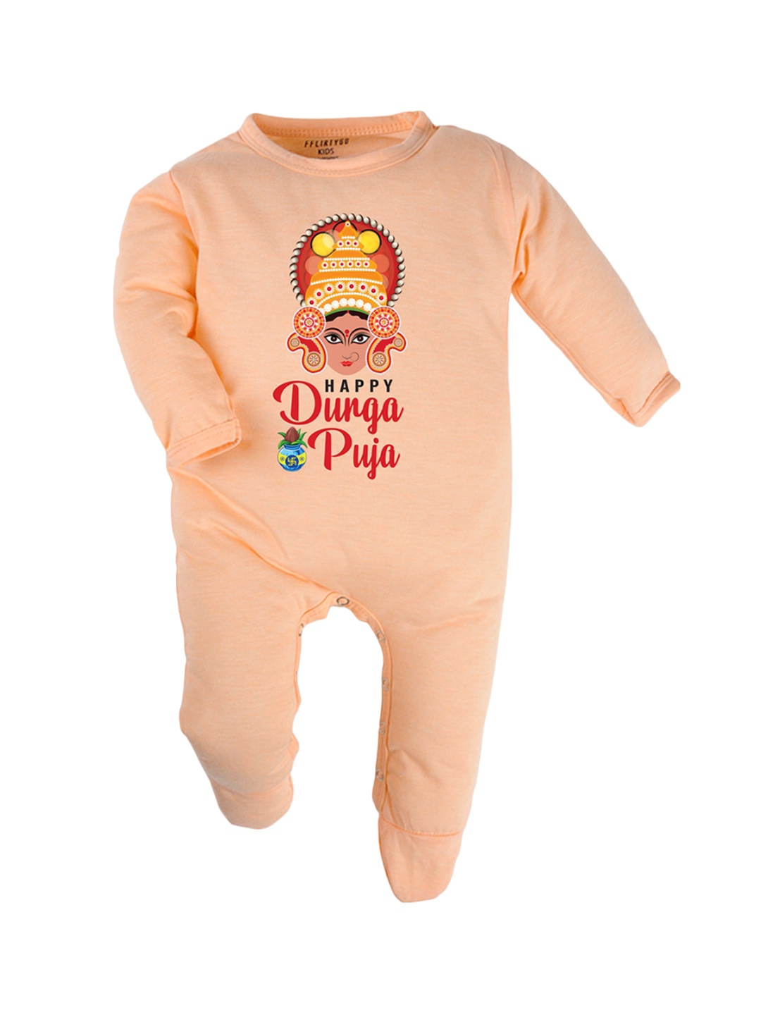 

FFLIRTYGO Infants Printed Cotton Sleepsuit, Peach