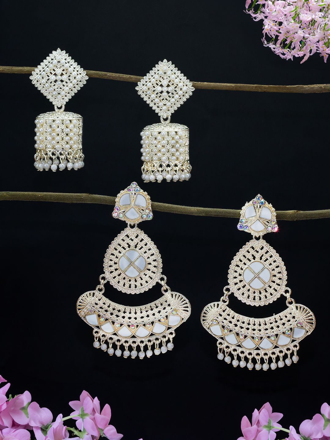 

PRIVIU Set of 2 Gold-Plated Square Drop Earrings