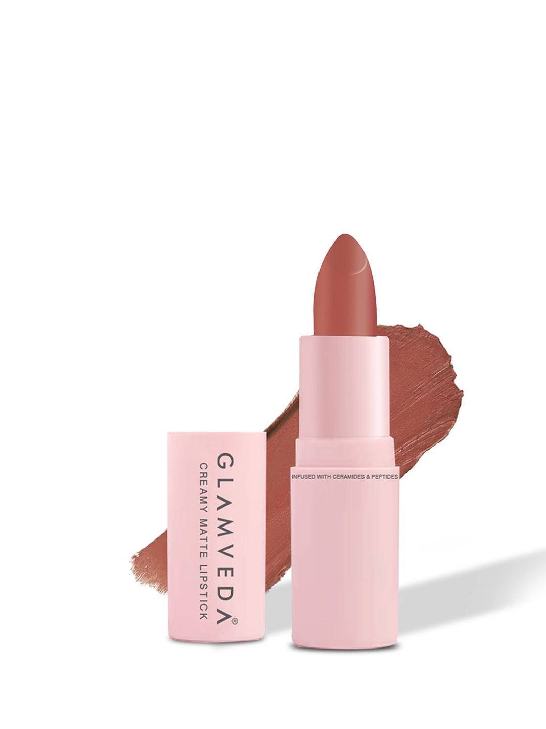 

GLAMVEDA Creamy Matte Long Stay Lipstick with Ceramides - 4.5 g Caramel Kiss - 309, Brown