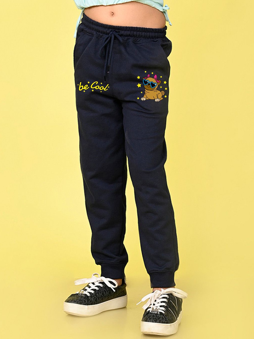 

NUSYL Girls Cool Printed Full Length Joggers, Blue