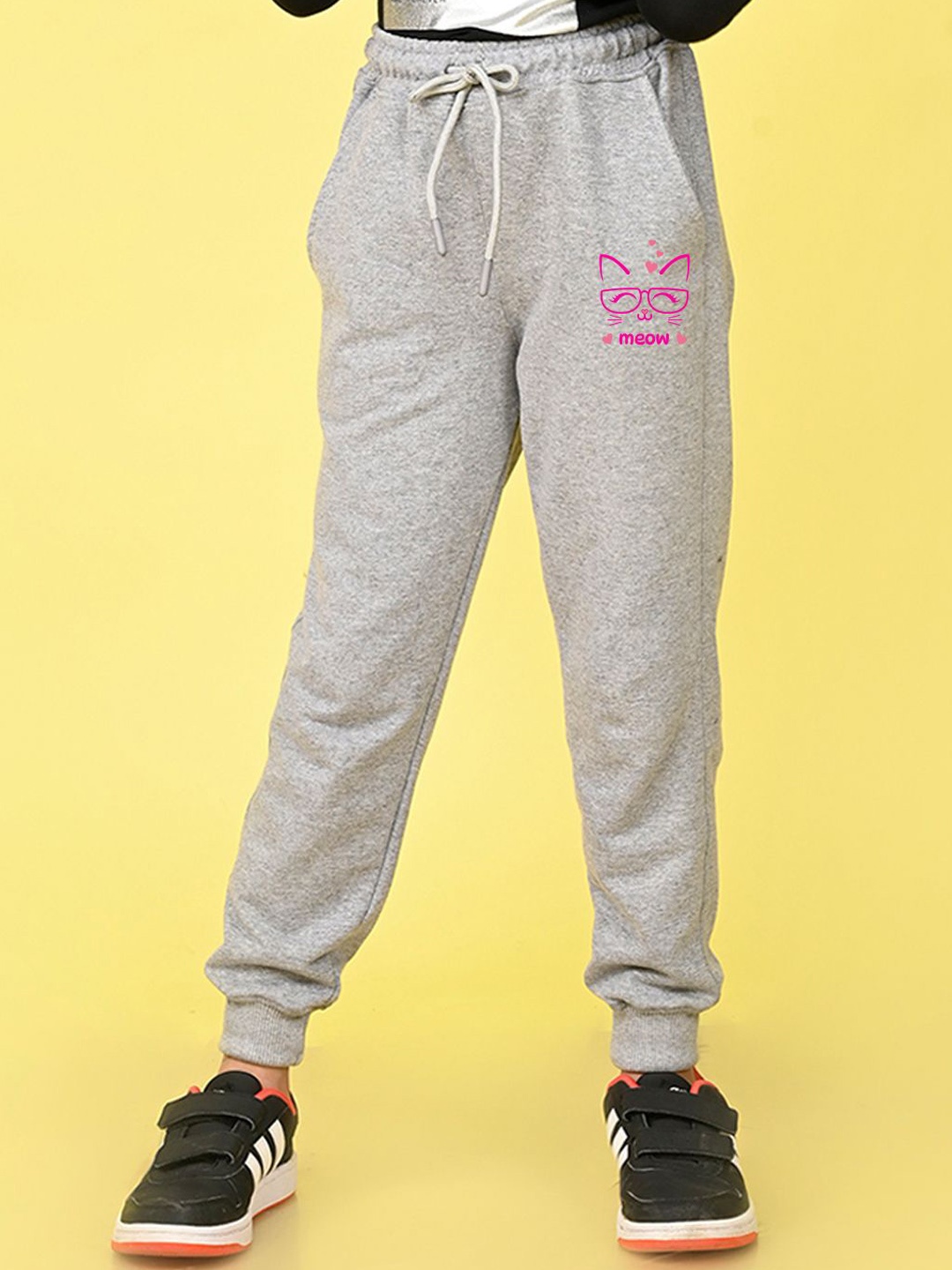 

NUSYL Girls Printed Cotton Jogger, Grey