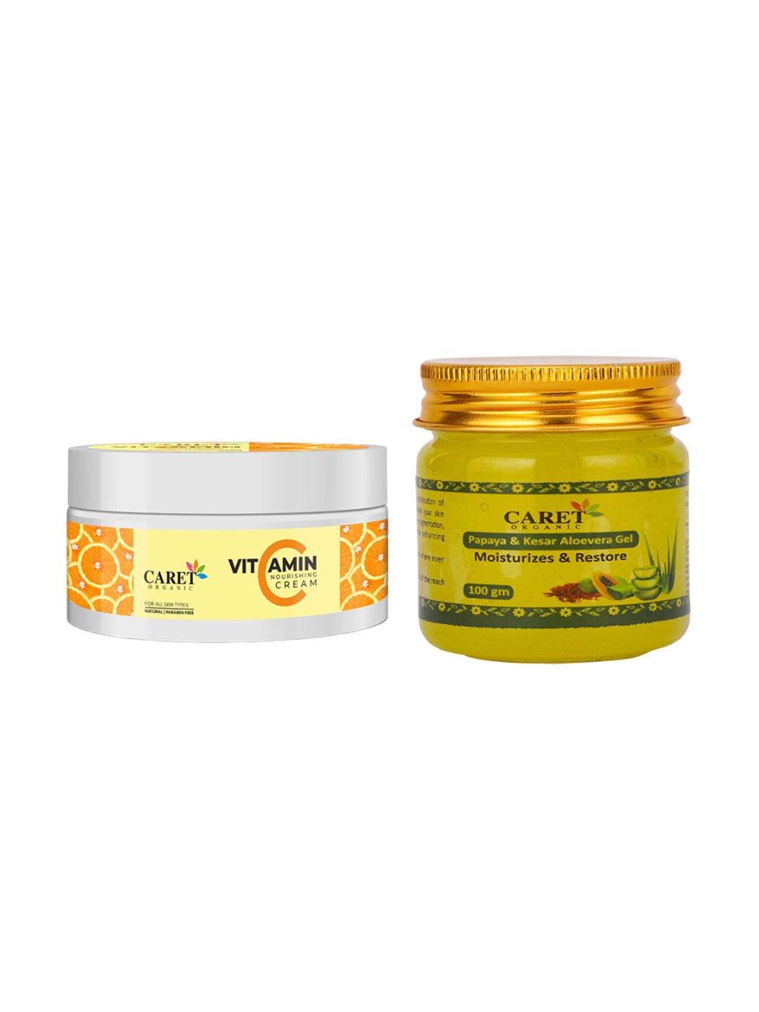 

CARET ORGANIC Set Of 2 Vitamin C Nourishing Cream- 100 g & Aloevera Gel- 100 g, White