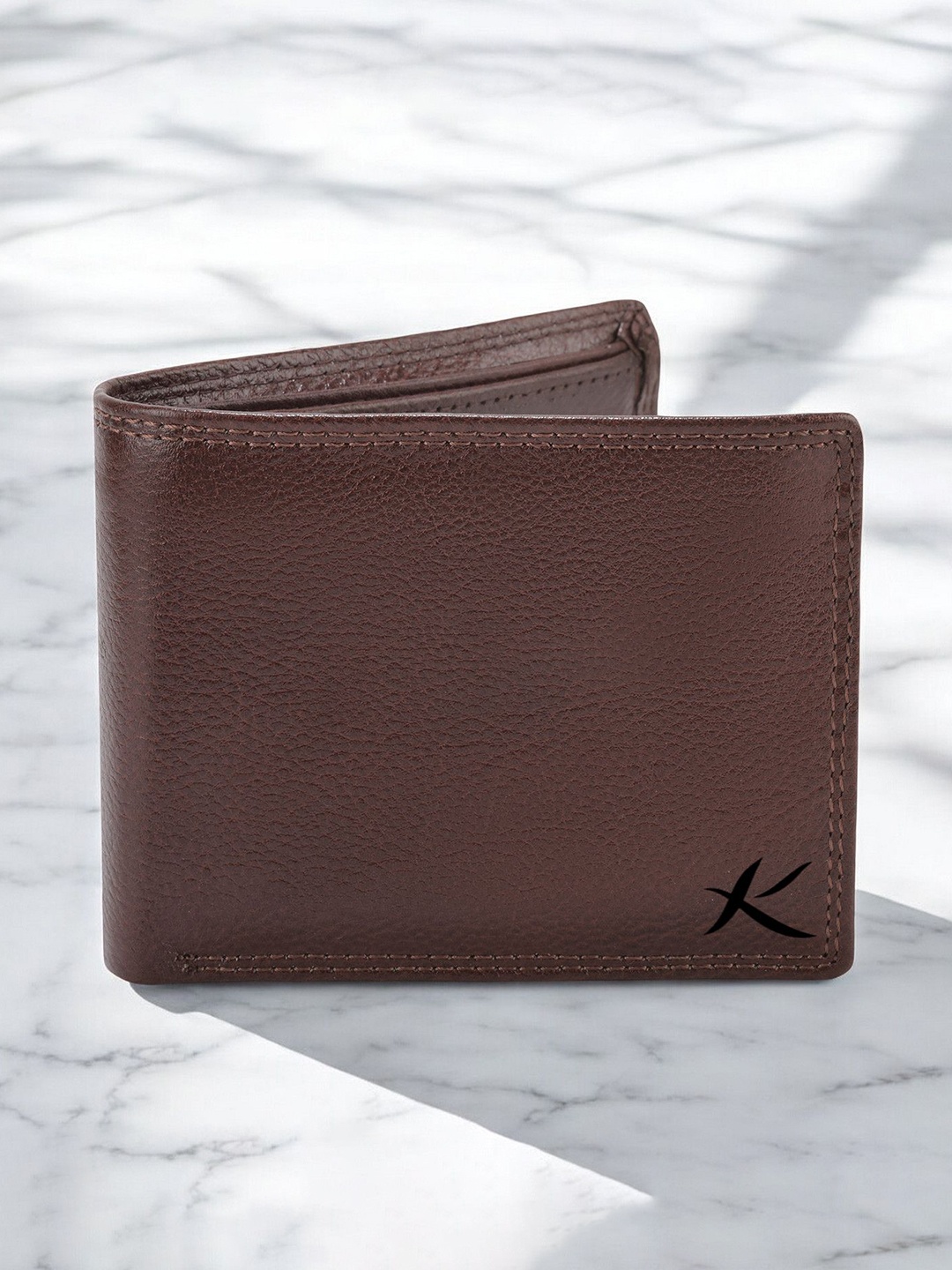 

Kastner Men Textured Cut Work Leather Two Fold Wallet, Brown