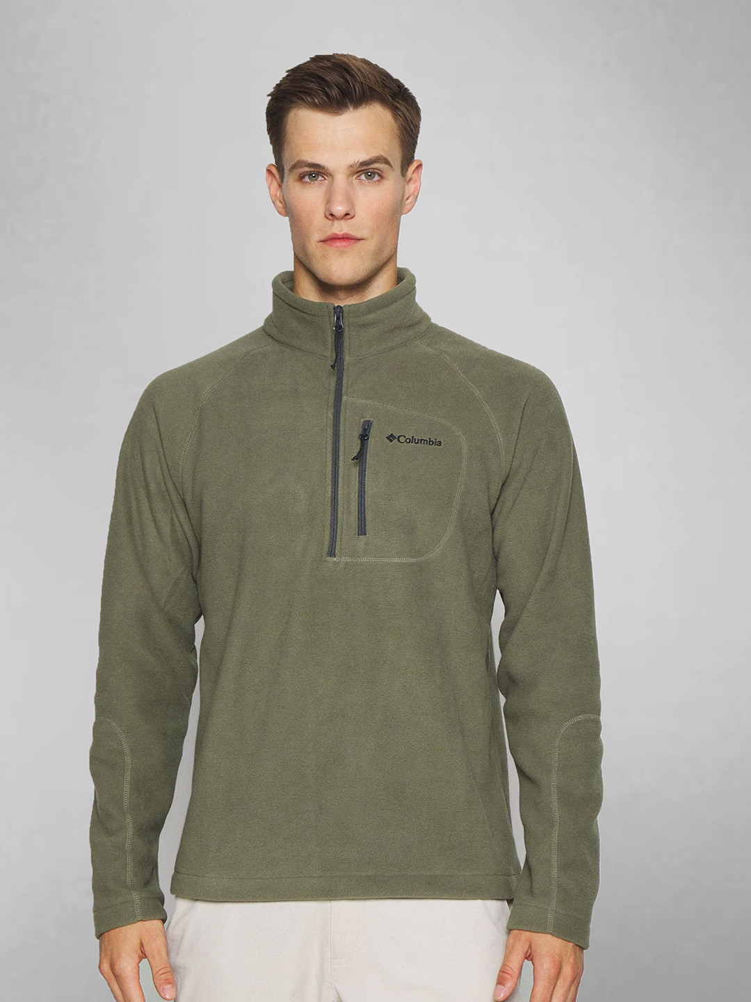 

Columbia Men Solid Mock Collar Pullover Sweatshirt, Olive