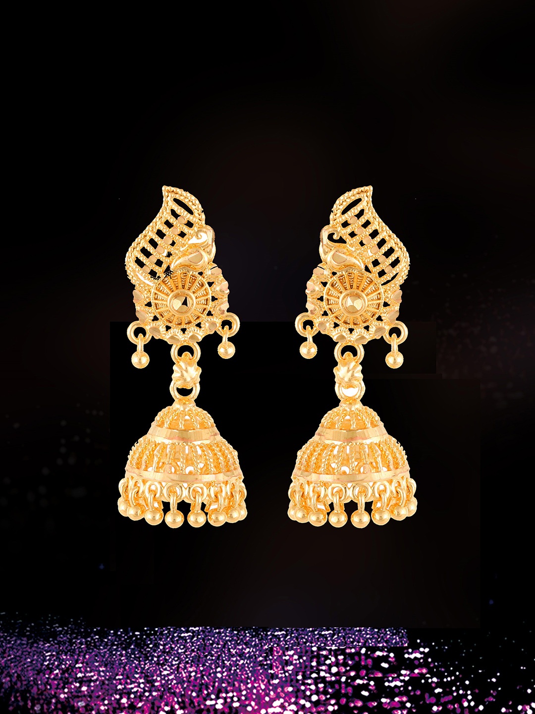 

Heer Collection Contemporary Jhumkas Earrings, Gold