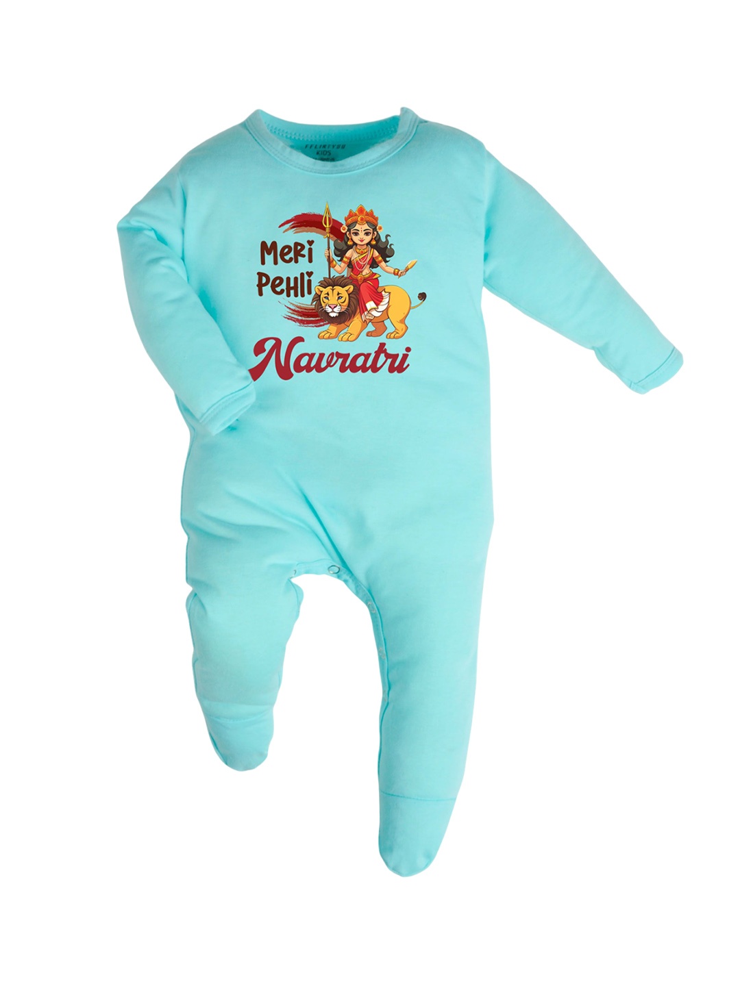 

FFLIRTYGO Infants Printed Cotton Sleepsuit, Turquoise blue