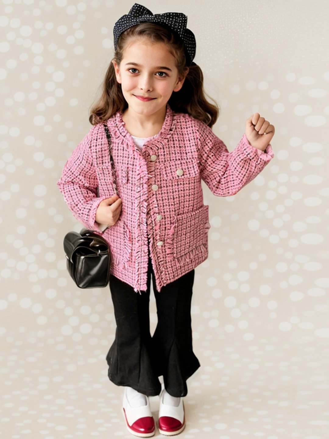 

LULU & SKY Girls Checked Tailored Jacket, Pink