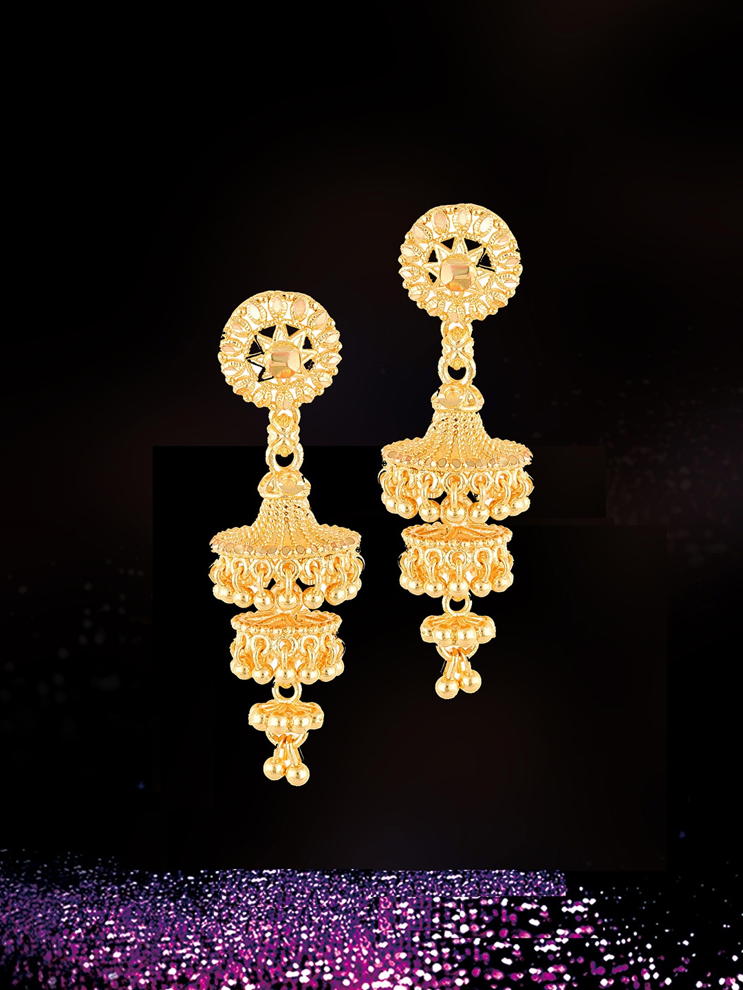 

Lila Gold Plated Antique Jhumkas Earrings