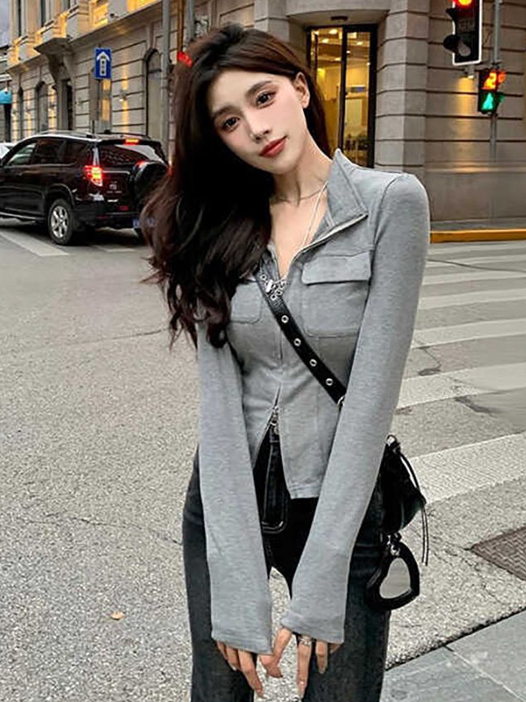 

StyleCast x Revolte Women Solid High Neck Top, Grey