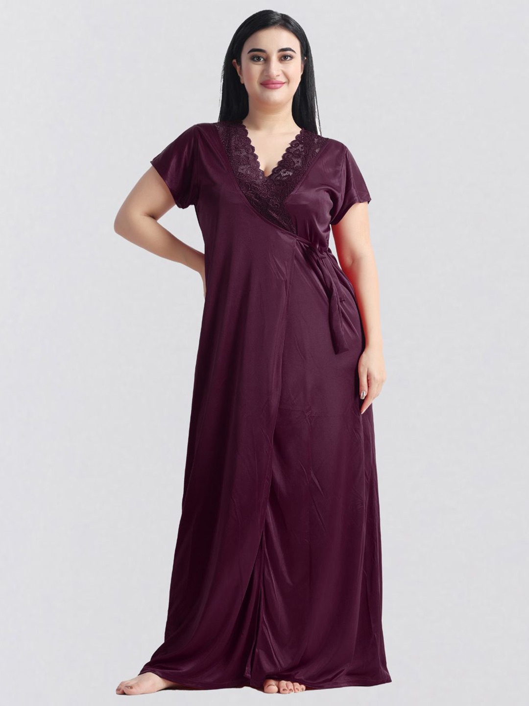 

NIGHT KEYS Maxi Nightdress, Maroon