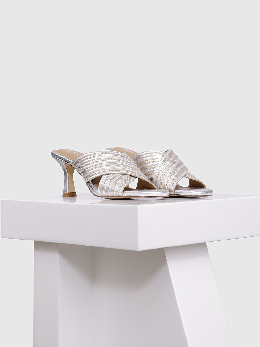 

Oroh Women Leather Stiletto Heels Sandals, Silver