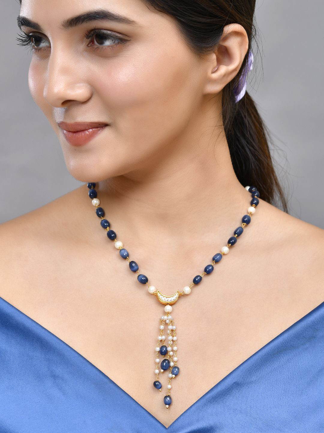 

Silvermerc Designs Brass Silver-Plated Pearls Beaded Necklace