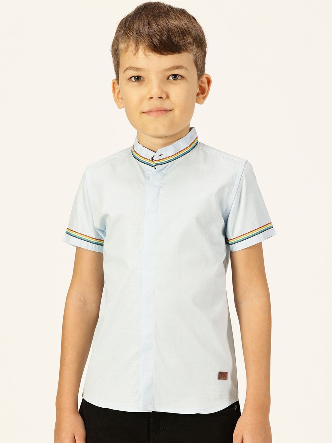 

Killer Boys Premium Mandarin Collar Solid Cotton Casual Shirt, Blue