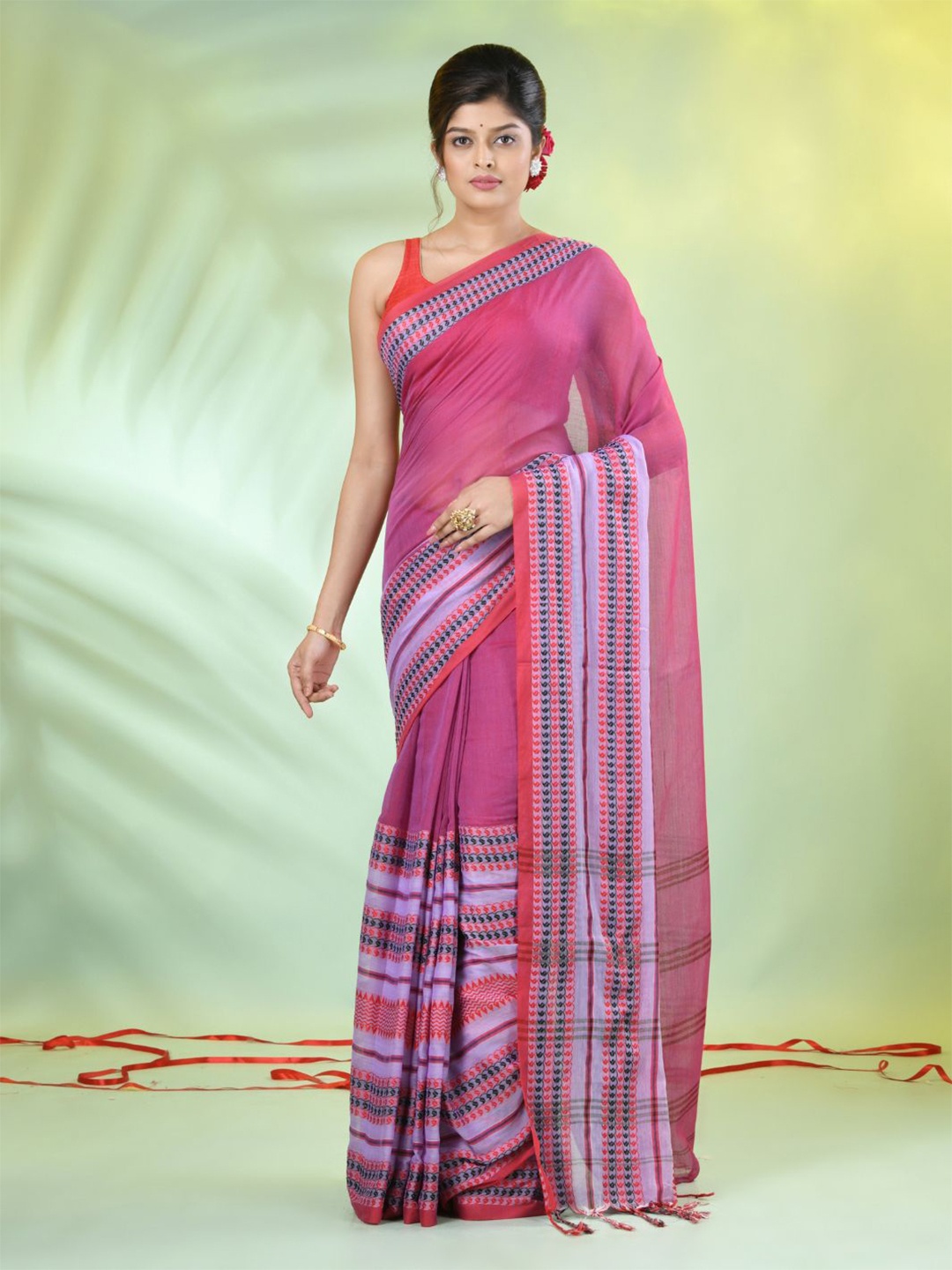 

Charukriti Pure Cotton Saree and Blouse Piece, Violet